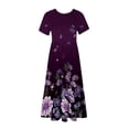 thumbnail image 3 of Clearance Under 10$! 2024 New Summer Maxi Dress for Women Oversize Fashion Short Sleeve Pocket Round Neck Printing Loose Long Dress, 3 of 4