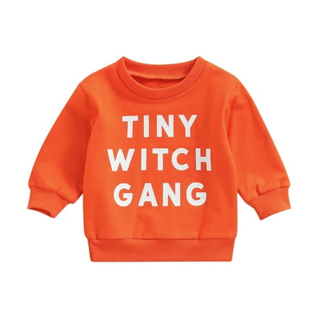 

WPNAKS Toddler Girls Boys Halloween Sweatshirts Letter Print Round Neck Long Sleeve Pullovers Spring Autumn Casual Tops