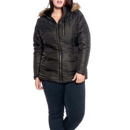 trimmed puffer lined sherpa fur hood jacket lady