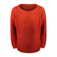 thumbnail image 4 of IMENGL Chandail en Tricot Surdimensionné à Manches Longues, Col Ras du Cou, Épaules Dénudées, Rouge 2TG, Taille M-2TG, 4 of 4