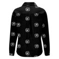 thumbnail image 5 of Black Womens Blouses Women's Long Sleeved Printed Button Down Shirt Ladies Tops and Blouses, 5 of 5