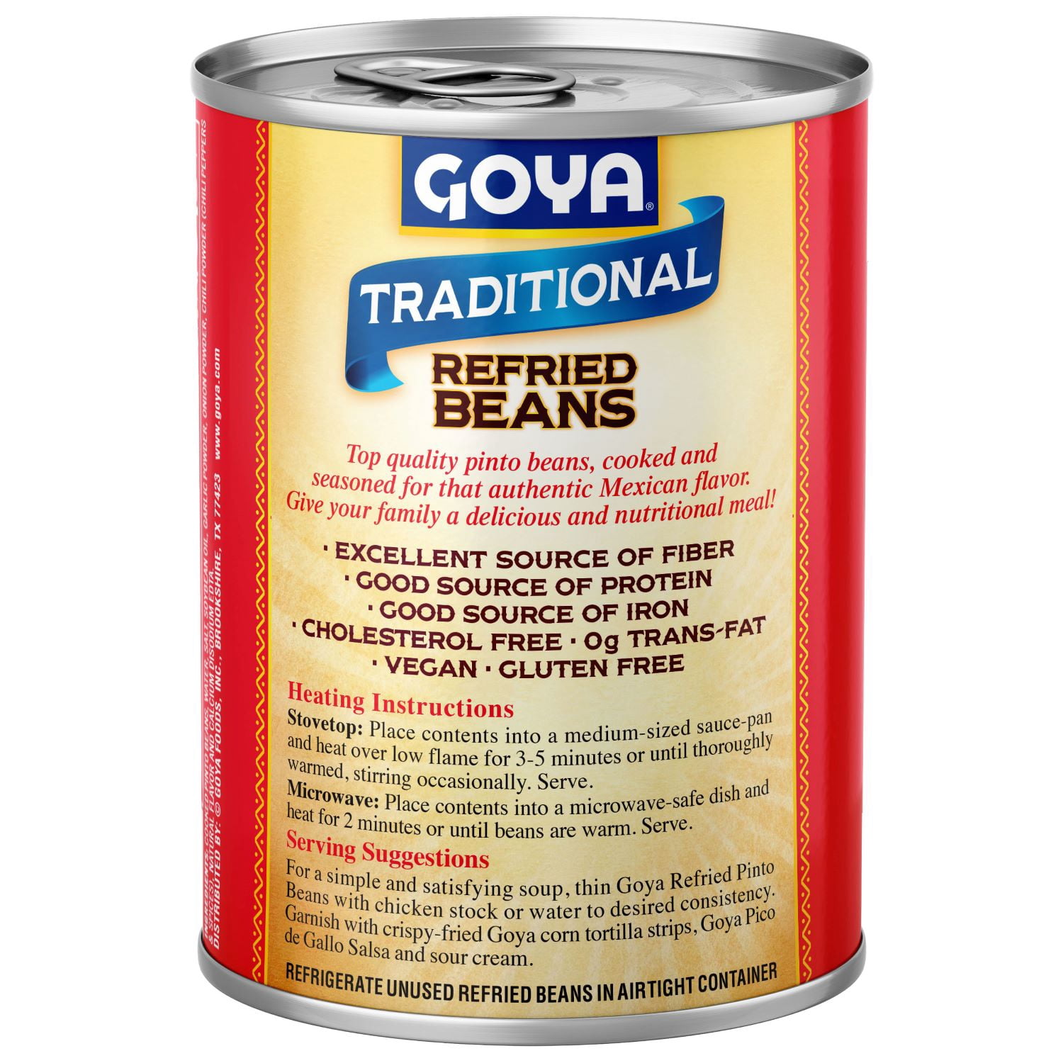 (8 pack) Goya Refried Pinto Beans Traditional, 16 oz can