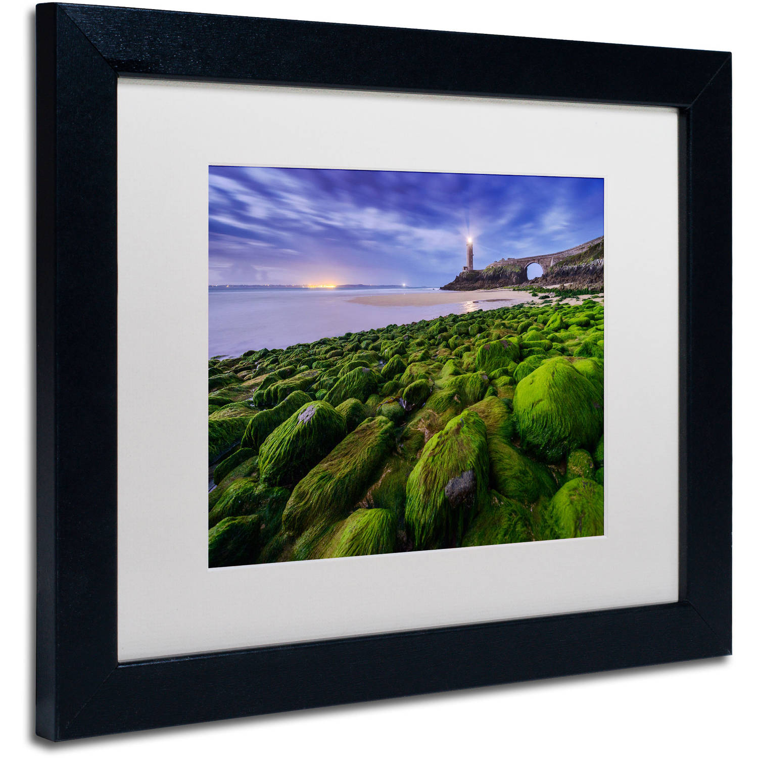 Trademark Fine Art "Full Moon in Brittany" Canvas Art by Mathieu Rivrin, White Matte, Black Frame