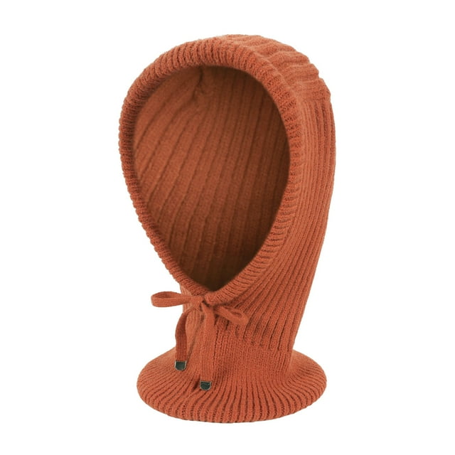 Foulard Marron Tricotée à Capuche Foulard d'Hiver Bonnet Chaud pour Femmes