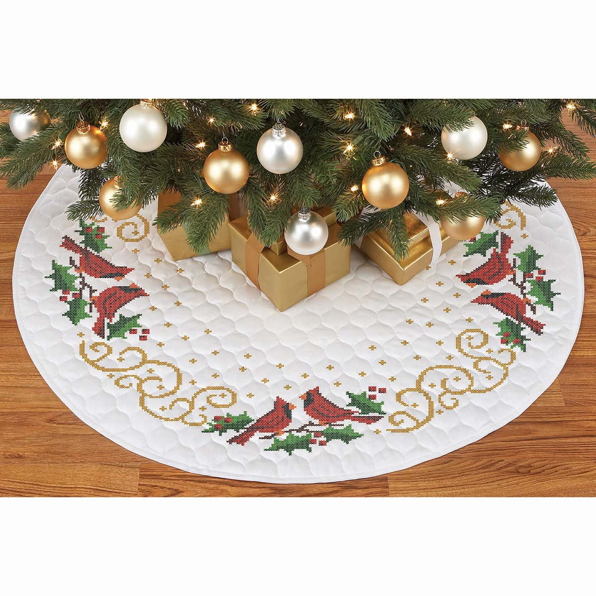 Herrschners® Holiday Cardinal Tree Skirt Stamped CrossStitch