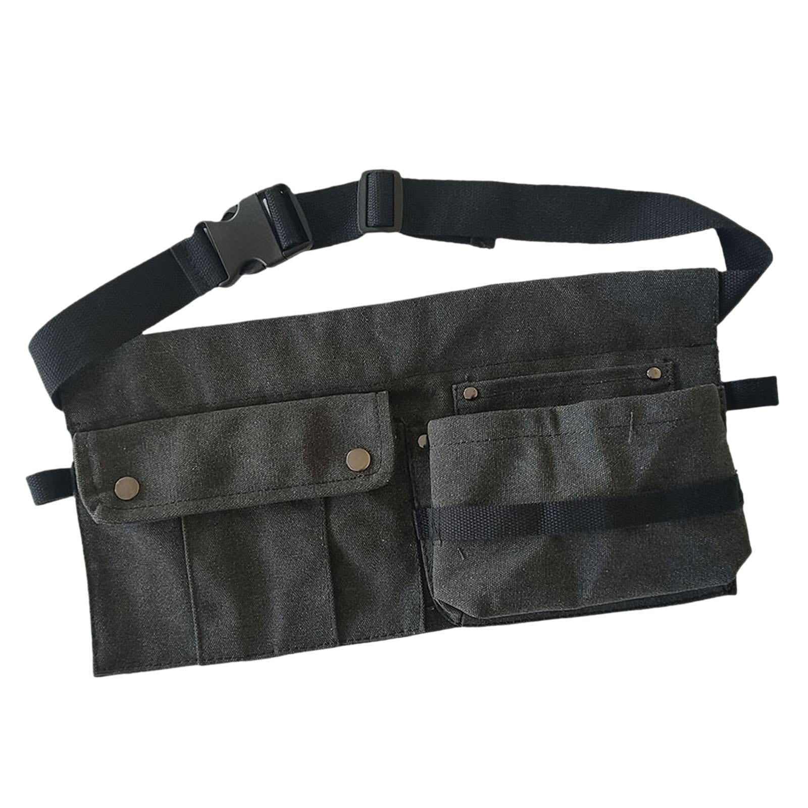 simhoa Tool Waist Bag Portable Tool Bag Large Capacity Canvas Waist Pocket Belt Waist Bag Tools Organizer for Electricians Builders Black