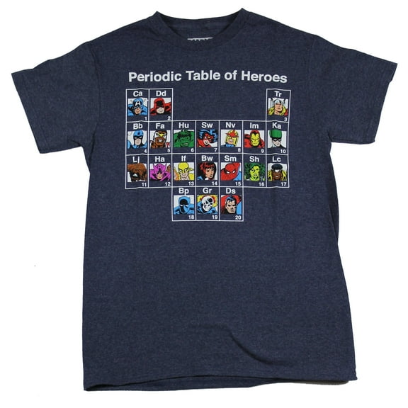 Marvel Comics Mens T-Shirt - Periodic Table of Heroes