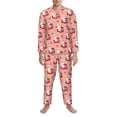 thumbnail image 3 of Honeii Bunny And Strawberry Pattern Mens Pajamas Set,2pcs Men's Lounge Long Sleeve Sleep Shirt and Pajama Bottoms Sleepwear Set,Mens Pjs Sets-Small, 3 of 7