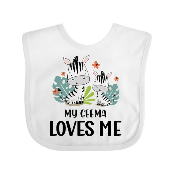 Inktastic Zebra My Geema Loves Me Boys or Girls Baby Bib