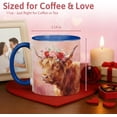 thumbnail image 3 of Highland Cow Valentine Ceramic Mug with Floral Crown Oil Painting Art, Romantic Farm Animal Coffee Cup in Soft Pink Tones, 3 of 4