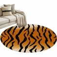 thumbnail image 2 of Round Area Rug 4ft, Natural Tiger Skin Texture Non-Shedding Washable Area Rug, Wildlife Animals Striped Non Slip Low-Profile Circle Rugs for Living Room, Bedroom Dining Room, 2 of 9