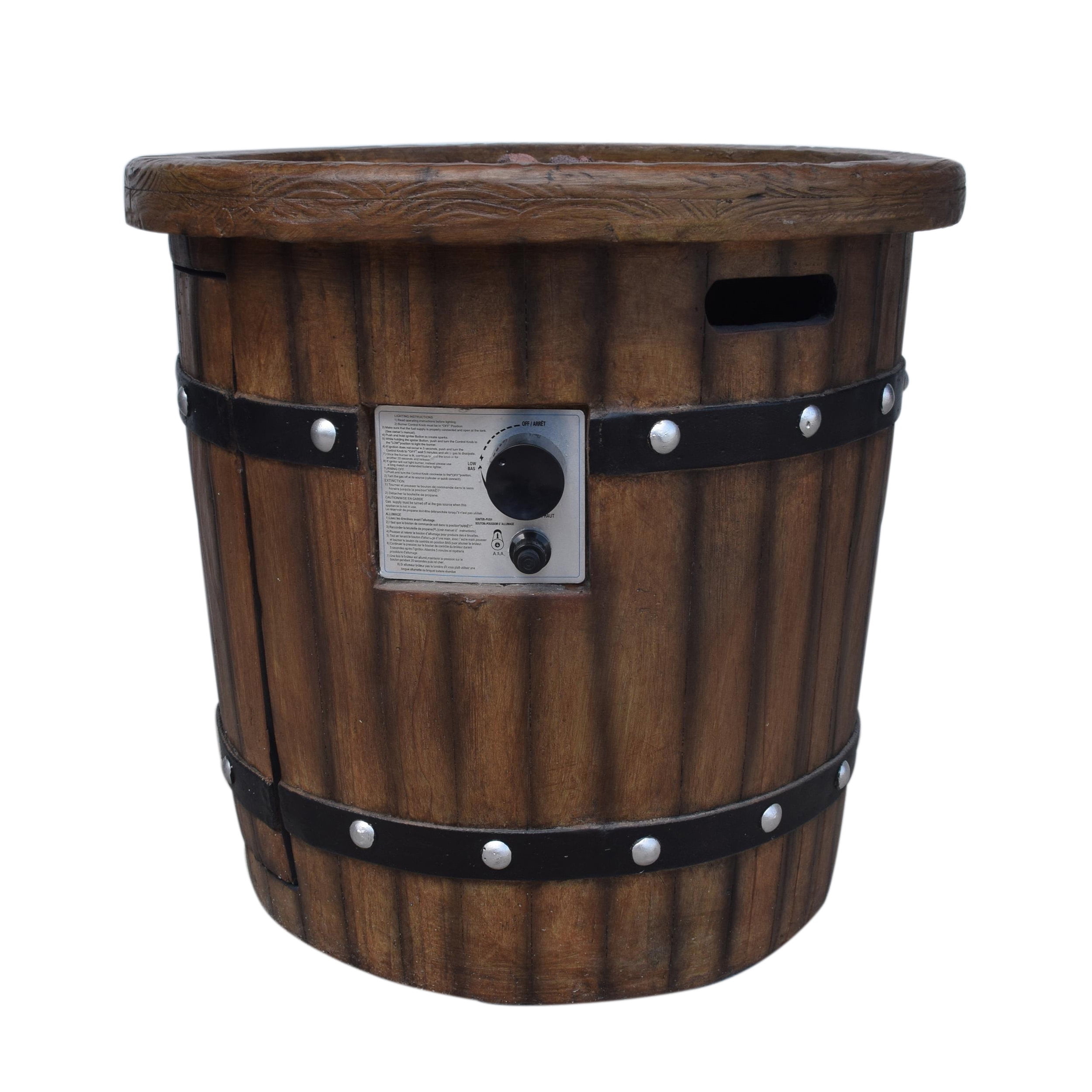 Grant Outdoor 25" Light-Weight Concrete Round Fire Pit 40K BTU, Dark Brown