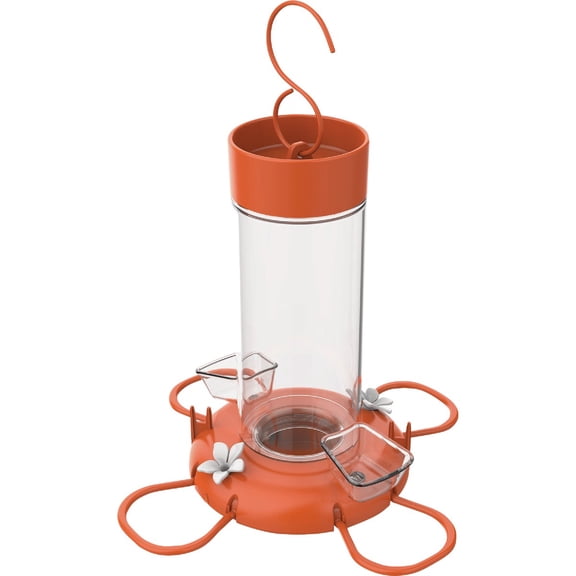 Nature's Way Hanging Glass Oriole Feeder - 30 Oz Nectar Feeder, Ant Moat, Bee Guards, Orange