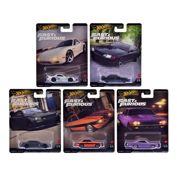 "Fast & Furious" 2025 5 piece Set K Die Cast Model Cars by Hot Wheels