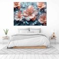 thumbnail image 3 of Mudket Peach Flower with Silver Leaves & Pearl Canvas Wall Art, Floral Wall Decor, Framed Ready to Hang Botanical Artwork for Bedroom Living Room Office - 12"L x 8"W, 3 of 10