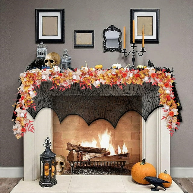 Corona de chimenea para colgar en la puerta de las fiestas, decoración de mimbre con hojas de arce y calabaza para Acción de Gracias, decoración de bayas, flores de hojas de arce para Halloween