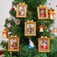 thumbnail image 6 of Christmas Photo Ornament,Picture Frame Cedar Decoration Bow Top Design Hanging Keepsake for Christmas Tree Mantel Home Decor, 6 of 6
