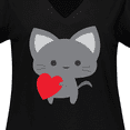 thumbnail image 4 of Inktastic Heart Cat Women's Plus Size V-Neck T-Shirt, 4 of 5