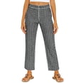 thumbnail image 2 of Wutalume Women's Checkered Straight Leg Pants - Elastic Waist Casual Trousers, Loose Fit Plaid Pattern for Daily Wear,Black L, 2 of 6