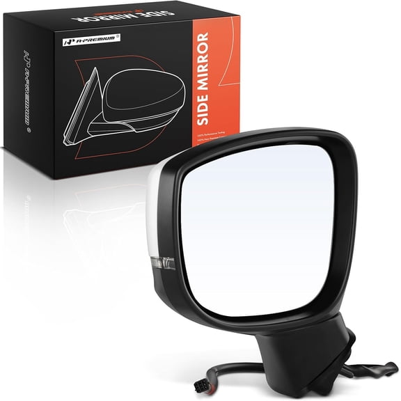 A-Premium Driver Side Power Door Mirror - Compatible with Mazda CX-5 CX5 2017-2022 - Non-Heated, Manual Folding White, Outside Rear View Mirror w/Turn Signal and Blind Spot Detection