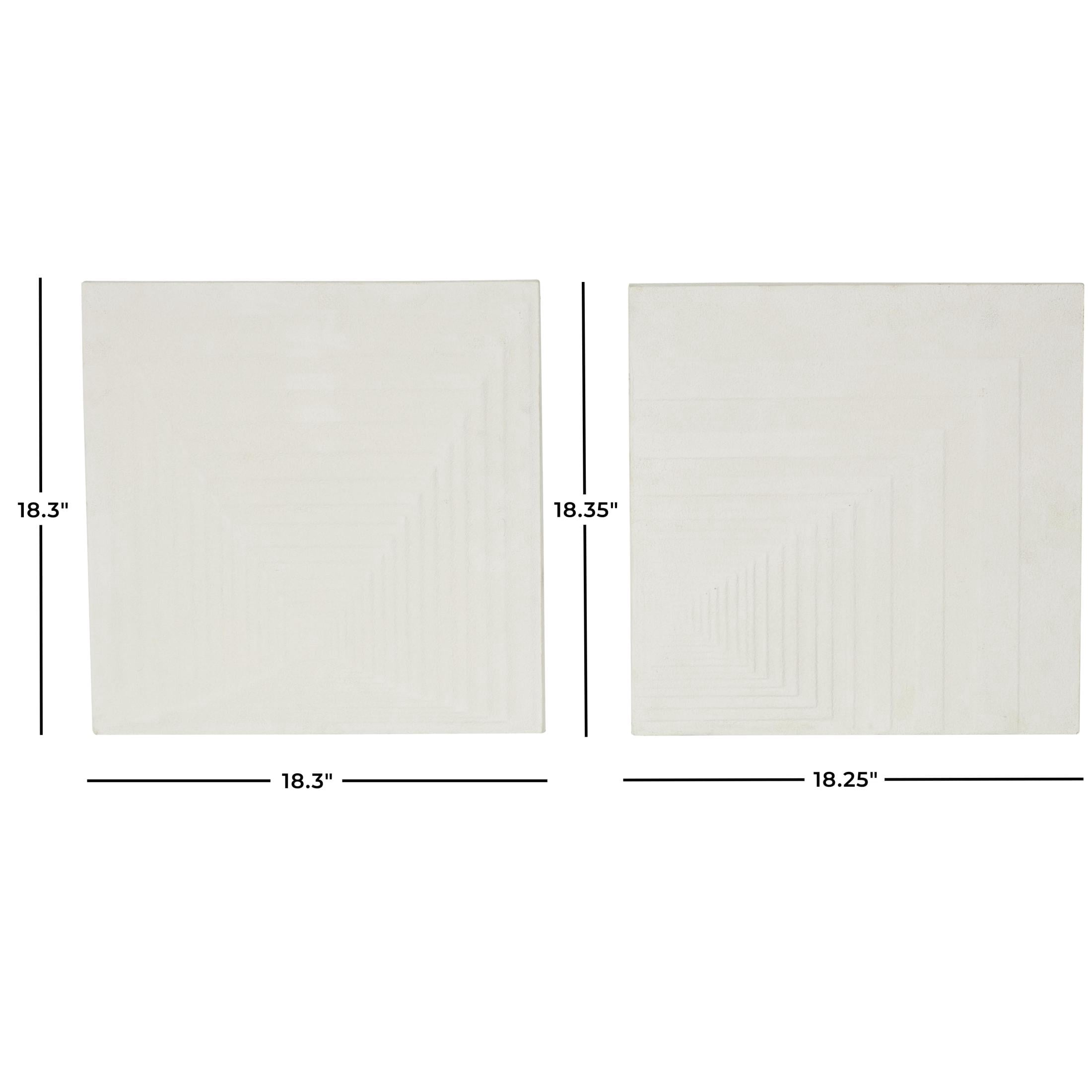 DecMode Cream Metal Layered Square Cube Perspective Geometric Wall Decor with Sandstone Texture (2 Count)