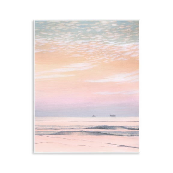 Stupell Industries Distant Ship at Sunrise Nautical & Beach Painting Unframed Art Print Wall Art, 11 x 14