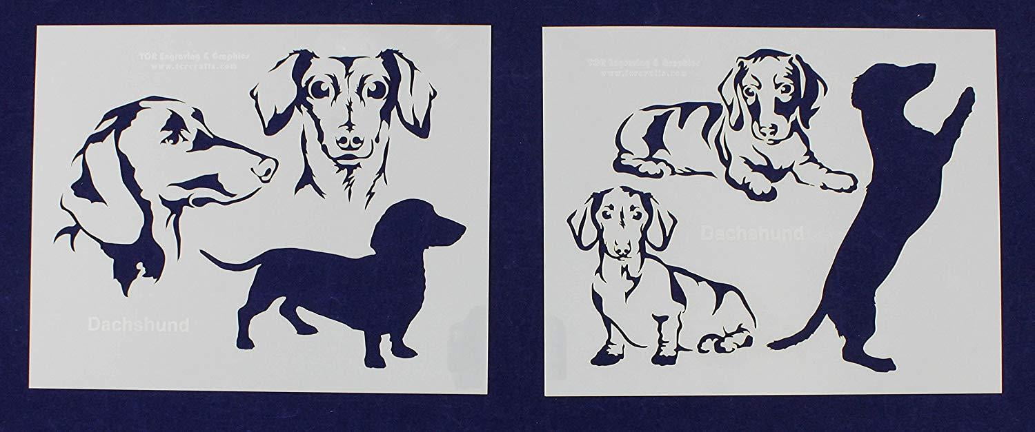 Dachshund Dog Stencils-Mylar 2 Pieces of 14 Mil 8" X 10" - Painting