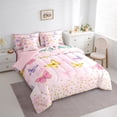 thumbnail image 3 of Homewish Kawaii Butterfly Animal Twin Bedding Sets 7-Piece, Girly Pink Watercolor Bedding Comforter Set, Gold Sequin Print Reversible Sheet Sets, Super Cozy Room Decor, 3 of 7