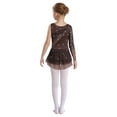 thumbnail image 2 of TSSOE Kids Girls Lyrical Dance Dress Sparkly Ballet Dance Skirted Leotards Figure Skating Performance Clothes Brown 14, 2 of 5