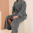 thumbnail image 5 of Womens Fluffy Robes Warm Flannel Terrycloth Bathrobe Spa Shawl Collar Plush Unisex Bath Robe Fuzzy Pajamas, Dark Gray, M, 5 of 6