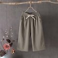 thumbnail image 2 of Uqiangy Waist Flowy Pants Womens Cropped Linen Pants Linen Capris For Women Women's Linen Wide Leg Capri Pants Flowy Capris For Women Cropped Linen Pants Women Linen Pants Women Plus Size Green L, 2 of 5