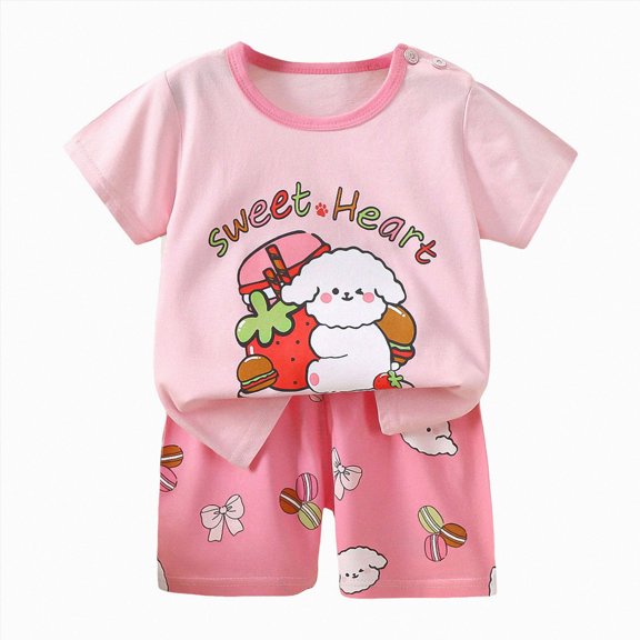 Leey-World Pajamas for Baby Girls Boys Pajamas Set Summer Pjs for Boys Short Sets Kids Sleepwear Summer Pajamas Soft Cute Set for 2t 3t 4t 5t 6t 7t Summer Pjs Kids(18-24 Months,Light Pink)