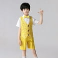thumbnail image 4 of JAJAHO Boys Suit Sparkly Formal Dress Outfit Short Sleeve Collared Shirt Sequins Waistcoat Dress Shorts Bowtie 4PCS Set For 3-16 Years Gentleman Clothes Set, 4 of 4