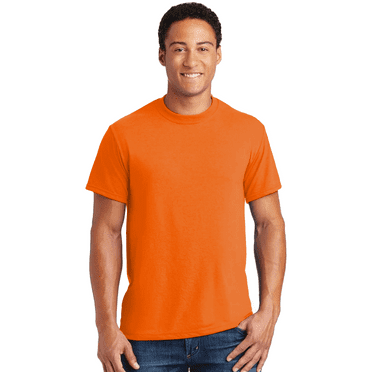 Hanes Essential-T T-Shirt, High-Vis Men’s Cotton/Poly Safety Orange Short Sleeve Classic Tee, 1 Pack, Sizes S-5XL