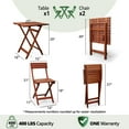 thumbnail image 4 of Tranquillo 3-Piece Foldable Eucalyptus Wood Bistro Set – Weather-Resistant Patio Table & Chairs for Small Outdoor Spaces​, 4 of 9