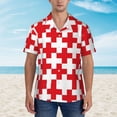thumbnail image 2 of Pofeuu Red Cross 1 Print Hawaiian Shirt for Men Sleeves Casual Button Down Summer Beach Dress Shirts T-Shirts,X-Large, 2 of 7
