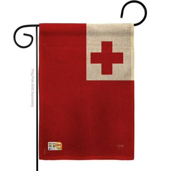 13 x 18.5 in. Tonga Burlap Flags of the World Nationality Impressions Decorative Vertical Double Sided Garden Flag