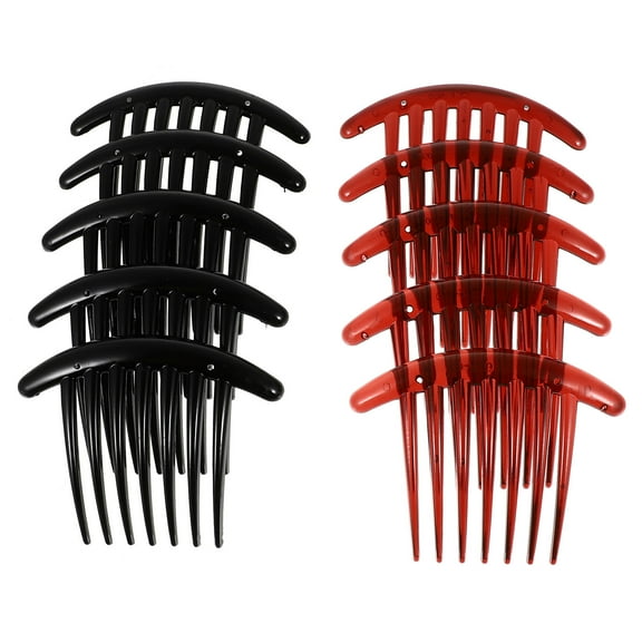 IFANLANDOR Seven Tooth Fancy Hairpin Comb for Women 10Pcs Elegant Design Black and Brown 6.1Inch 2.2Inch 0.4Inch