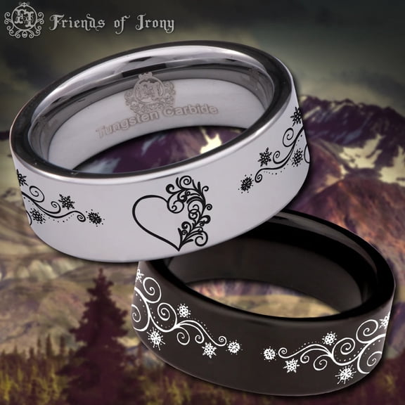 Heart Swirl Tungsten Carbide Ring