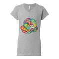 thumbnail image 2 of Wild Bobby Rainbow Painted I've Got The Whole World Dean Russo Design Inspirational/Christian Women Standard V-Neck Tee, Heather Grey, Small, 2 of 6