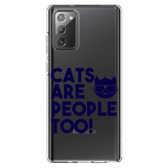 DistinctInk Clear Shockproof Hybrid Case for Galaxy Note 20 ULTRA (6.9" Screen) - TPU Bumper Acrylic Back Tempered Glass Screen Protector - Cats Are People Too