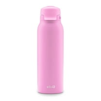 Ello Flip & Fill 32 oz Stainless Steel Water Bottle with Flip-Top Lid and Straw, Pink