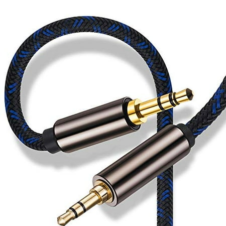 AUX Cable 8 Feet,Ruaeoda Foil & Braid Shielding 3.5mm Auxiliary Stereo Audio Cable Nylon Braided Male to Male Long AUX Cord