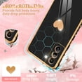 thumbnail image 2 of Compatible with Samsung Galaxy S21 Case with HD Screen Protector Shockproof Protection, Love Heart Plating Girly Women Cute Soft TPU Luxury Elegant Case for Galaxy S21 5G, Black, 2 of 7