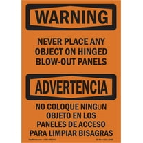 SignMission OS-WS-A-710-L-12689 7 x 10 in. OSHA Warning Sign - Never Place Any Object Panels Bilingual