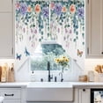 thumbnail image 4 of Retro Eucalyptus Swag Valances for Windows 2 Pack Leaf Flower Butterfly Watercolor Plant Swag Kitchen Curtains 36 Inches Long Rod Pocket Short Window Treatment for Kitchen Bathroom 36"x36", 4 of 8