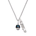 thumbnail image 1 of Delight Jewelry Silvertone Hot Blue Dots on Black Spinner Silvertone Best Friends Forever Bar Charm Necklace, 23", 1 of 4