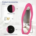 thumbnail image 5 of Full Length Mirror 63"x24" Irregular Full Body Wall Mounted Floor Mirror with Stand Pink Flannel Frame Leaning Hanging Wall Mirror for Bedroom Entrance, 5 of 14