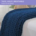 thumbnail image 4 of Chunky Knit Blanket Throw x Hand Knitted Chenille Throw Blanket Small Soft Thick Yarn Cable Knit Blanket Cute Rope Knot Crochet Throw Blankets for Couch Bed Sofa (Light ), 4 of 7