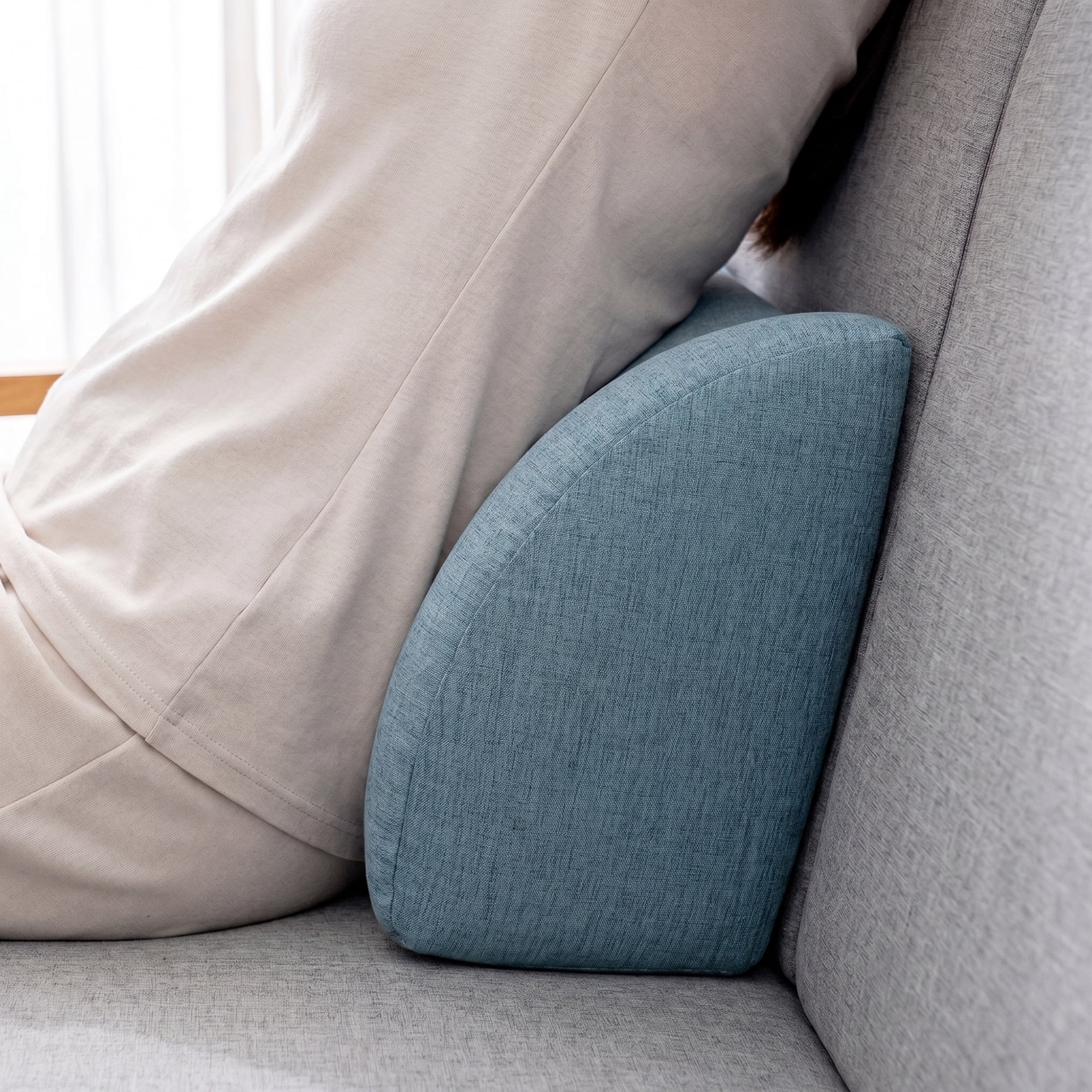Unique Bargains Lumbar Support Pillow Cotton Back Support Light Blue 17.7" x 7.5" x 11"